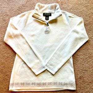Women’s Petite White Snowflake Sweater